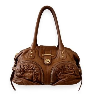 Botkier Bianca Metallic Bronze Leather Satchel Handbag, Antiqued Gold Hardware